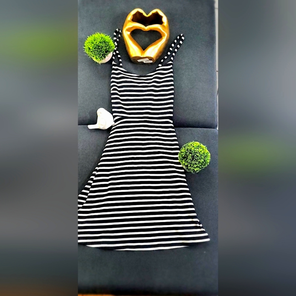 Black and white stripes/ Old navy summer dress with cross straps